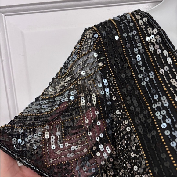 Macys 28th & Park Black Sequined Sheer Top New with all tags - Picture 6 of 12